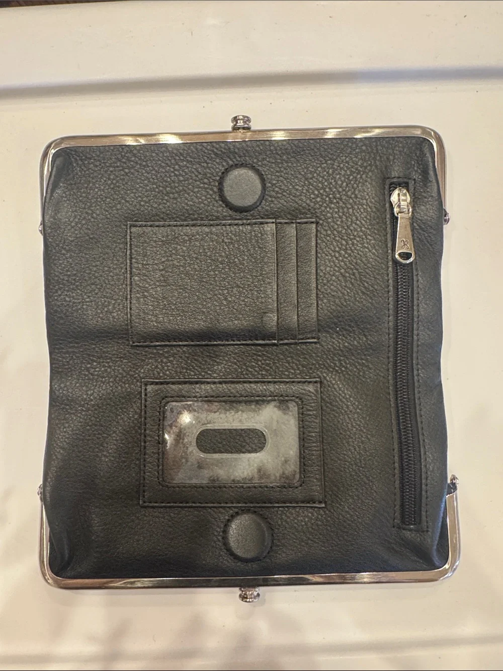 HOBO Metallic Silver Wallet with Black Star Accents